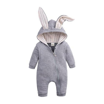 Winter Baby Rompers Newborn Boys Girls Clothes Rabbit Ear Hooded Jumpsuit infant In Luxury Rabbit Design