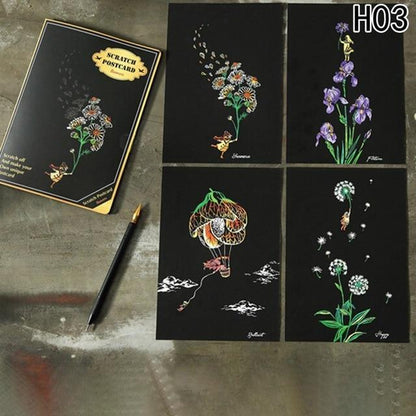 4Pcs/set Magic Colorful Drawing Board Paper Painting Scraping Children Kids learning Education Toys Painting Doodle Scratch Toys