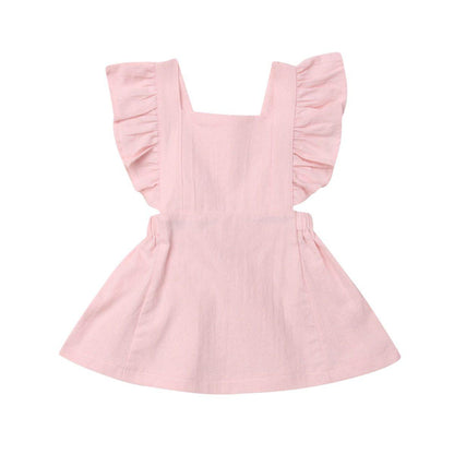Modern Summer Casual Cute Infant Kids Baby Girl Summer Color Ruffle Princess Party Dress Clothes