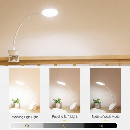 STEVVEX Clip Wireless Table Lamp For Study With 3 Modes Touch Rechargeable LED Reading Desk Lamp USB Table Light Flexo Lamps Table Reading Lamp with Clip for Desk and  Bed