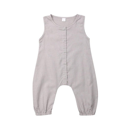 Solid Color Sleeveless Cotton Romper Jumpsuit Playsuit Outfits for Newborn Baby Boy/Girl In Classic Design