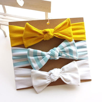 3PCS Set Baby Headband Girls Hair Accessories Cotton Rabbit Ear Turban Bow Elastic Hairband For Baby Girls