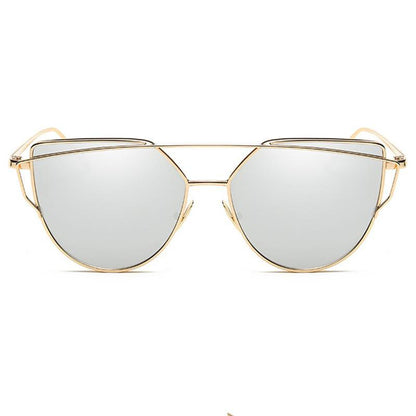 Luxury Vintage Modern Cat Eye Metal High Quality Frame  With Miror Sunglasses For  Women and Lady sunglasses With UV400 Protection