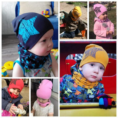 Modern Children Hat Scarf Set Camouflage Print Cotton Baby Beanie Collar for Baby Boy/Girl Cap Kids Warm Hats Scarves Design