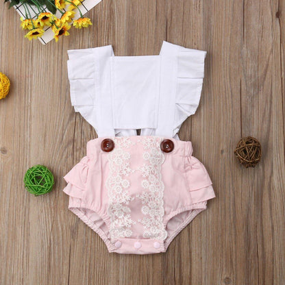 Baby Girl Clothes Splice Bodysuit Jumpsuit Playsuits Ruffled Outfit Summer Backless Sunsuit For Girls In Modern Style