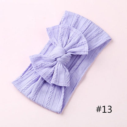 Modern Braid Nylon Bow Knot Solid Wide Nylon Headbands Turban Baby Girls Head Wrap For Girls