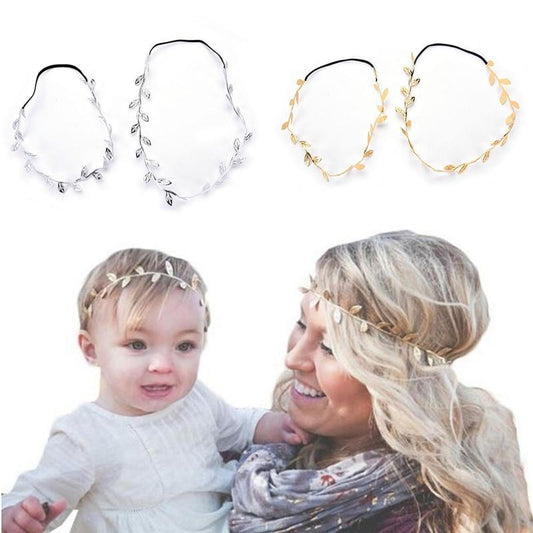 Luxury Modern Gold Silver Leaves Hairbands Summer Hair Accessories Bridal Trendy Jewelry For Mother and  Daughter