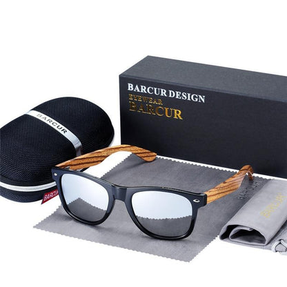 Luxury Natural Zebra Wood Sunglasses PolarizedWood Rectangle Mirror Lens Driving For Women and Men With UV400 Protection