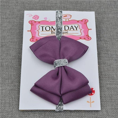 Luxury New Baby Hair Bow Flower Headband Silver Ribbon Hair Band Handmade Hair Accessories Bow for Children