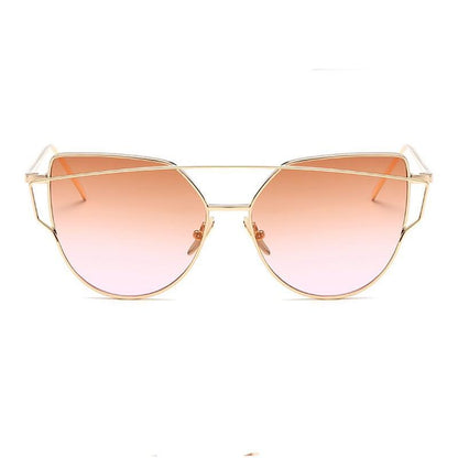 Luxury Vintage Modern Cat Eye Metal High Quality Frame  With Miror Sunglasses For  Women and Lady sunglasses With UV400 Protection