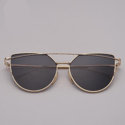 NEW  Stevvex Designer Cat eye Sunglasses For Women and Ladies in Vintage Metal Reflective Glasse Mirror Retro Oculos De Sol Gafas Style With UV 400 Protection