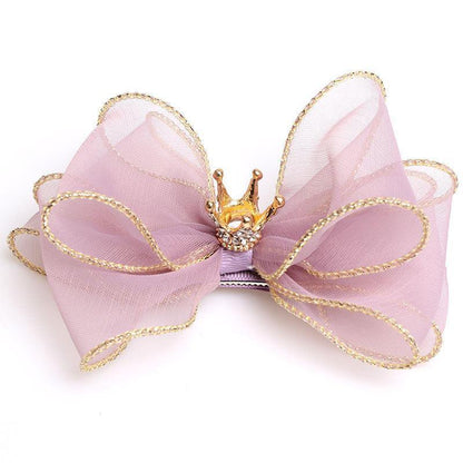 Luxury Modern Pearl Handmade Baby Girls Bowknot Crown Headband Lace Elastic Hair Band Bow For Girls Baby