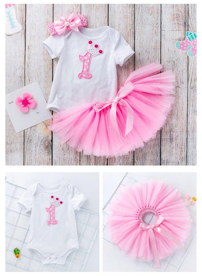 2 Year Girl Baby Birthday Dress For Birthday Girl Party - 3 Piece Infant Clothing Luxury Set For Birthdays For Girls