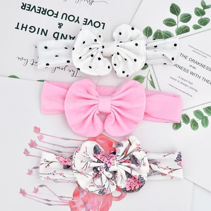 Modern 3PCS Set Floral Bows Baby Headband Dot Bowknot Cotton Hair Band Girls Hair Accessories For Girls