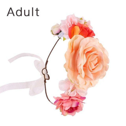 Luxury Handamde Mommy and Baby  Flower Headband Large Flower Crown Mother Kids Flowers  Headwear For Celebration