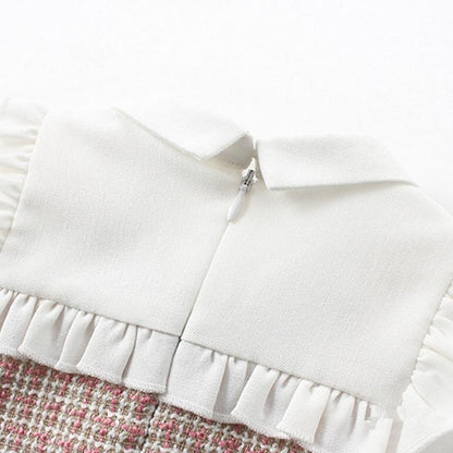 Modern Retro Vintage Handade Cute Newborn Infant Toddler Baby Girls Dress with A-line Lantern Sleeve For Girls Kids