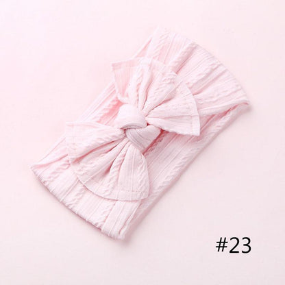 Modern Braid Nylon Bow Knot Solid Wide Nylon Headbands Turban Baby Girls Head Wrap For Girls