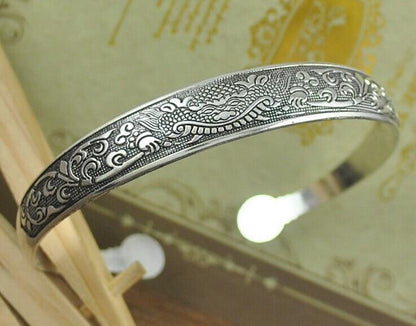 Big Elegant Luxury Amazing Classic Fashion Flower Metal Tibetan Indian Silver Vintage Retro Fashion Cuff Bracelet Bangle For Woman With Details of Animals
