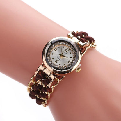 Women Handmade Bracelet Watches Rope Beads Knitting Adjustable Wristwatches Gift For Women and Lady and Girls
