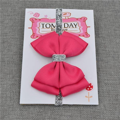 Luxury New Baby Hair Bow Flower Headband Silver Ribbon Hair Band Handmade Hair Accessories Bow for Children