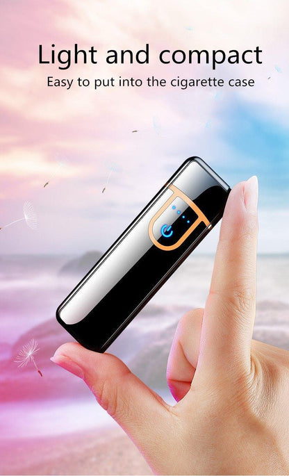 Luxury Modern USB Charging Electronic Lighter Windproof Slim Man Colorful Cigarette Lighter WIth Touch Sensor And Dragon Gravure Excellent for Gift