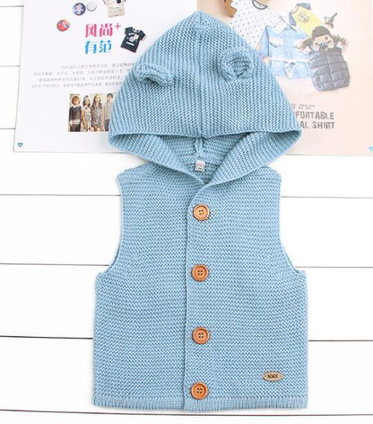 Winter Hooded Knitted Long Sleeve  Sweaters For Newborn Babies