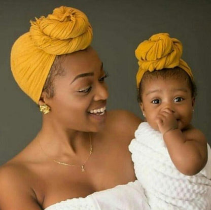 Modern Cotton Hat Handmade Baby Girls Turban Hats Twist Knot Women Caps For Mom And Daughter In Elegant Design