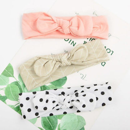 Modern 3PCS Set Floral Bows Baby Headband Dot Bowknot Cotton Hair Band Girls Hair Accessories For Girls