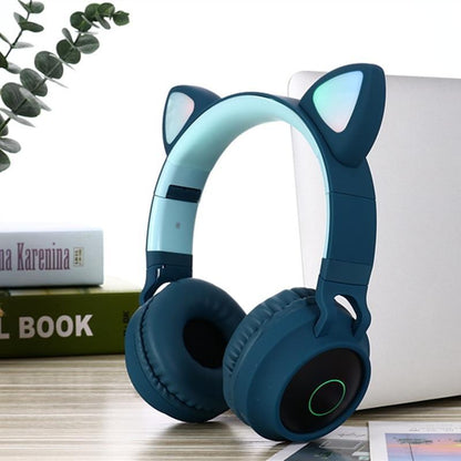 STEVVEX New Luxury Interesting LED Cat Ear Noise Cancelling Headphones Bluetooth 5.0  For Young People and  Kids Headset Support TF Card 3.5mm Plug With Mic