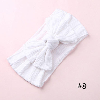 Modern Braid Nylon Bow Knot Solid Wide Nylon Headbands Turban Baby Girls Head Wrap For Girls