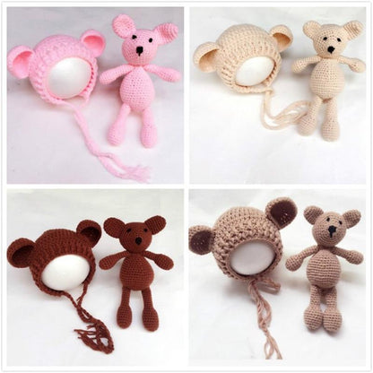 Modern Baby Cap Deer Design Handmade Crochet Deer Costume Set Knitted Hats And Toy For Girls and Boys Kids