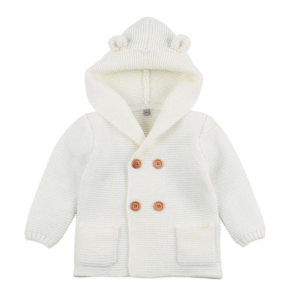 Winter Hooded Knitted Long Sleeve  Sweaters For Newborn Babies