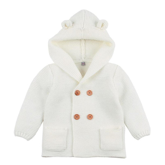 Winter Hooded Knitted Long Sleeve  Sweaters For Newborn Babies