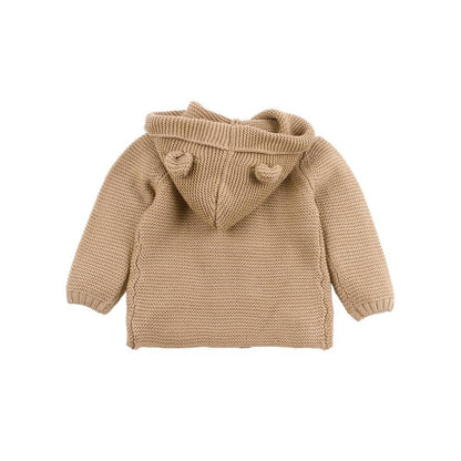 Winter Hooded Knitted Long Sleeve  Sweaters For Newborn Babies