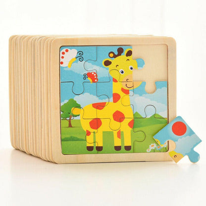 10pcs Of Wood Puzzle Baby Young Children Early Lessons Learned Intelligence Cartoon Animal Puzzle Wooden Toys Education Puzzles