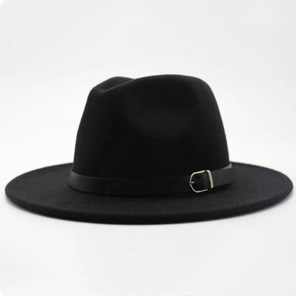 Vintage Winter Autumn Woolen Women Men Belt Buckle Fedora Hat Classic Wide Brim Floppy Hat Retro Warm Top Hat Vintage Cap Women Fedoras Durable Hat
