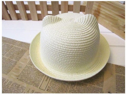 Elegant Summer Baby Hat Cap Children Breathable Straw Hat Kids For Boys and Girls Hats With cat ears