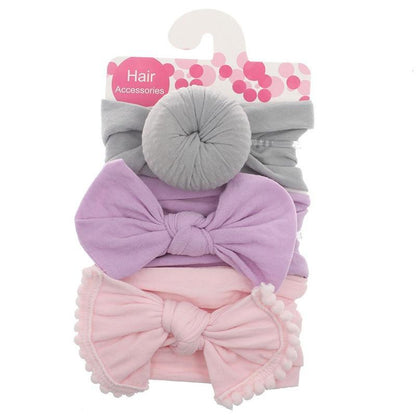 Modern 3PCS Set Floral Bows Baby Headband Dot Bowknot Cotton Hair Band Girls Hair Accessories For Girls
