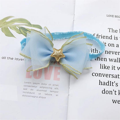 Luxury Modern Pearl Handmade Baby Girls Bowknot Crown Headband Lace Elastic Hair Band Bow For Girls Baby