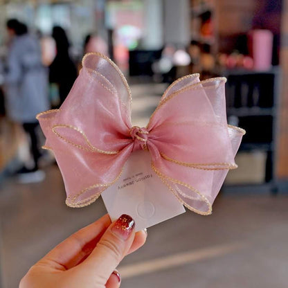 Luxury Modern Pearl Handmade Baby Girls Bowknot Crown Headband Lace Elastic Hair Band Bow For Girls Baby