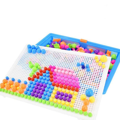 296PCS Mushroom Nail Toys Children's Educational Toys Children's Intelligent 3D Puzzle Game Board Gifts For Kids Boys and Girls
