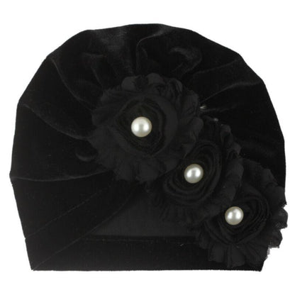 Handmade Baby Accessories Newborn Kids Baby Boy Girl Indian Turban Twist Knot Beanie Hat Pearl Flower Style