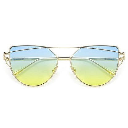 NEW  Stevvex Designer Cat eye Sunglasses For Women and Ladies in Vintage Metal Reflective Glasse Mirror Retro Oculos De Sol Gafas Style With UV 400 Protection