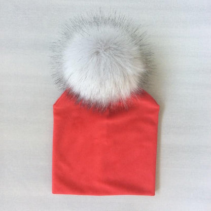 Kids Girls Solid Hat With Pompon Baby Beanie Pompom Cap Children's Accessories Design