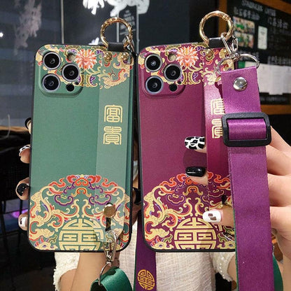 Ultra Luxury Case Cute Flower Design with Ring Kickstand Soft Crossbody Phone Cover for iPhone 13 14 Pro Max Case Fashion Crossbody Shoulder Strap Flower Leaf Phone Holder Cover for iPhone 12 11 X XR XS 7 8 Plus