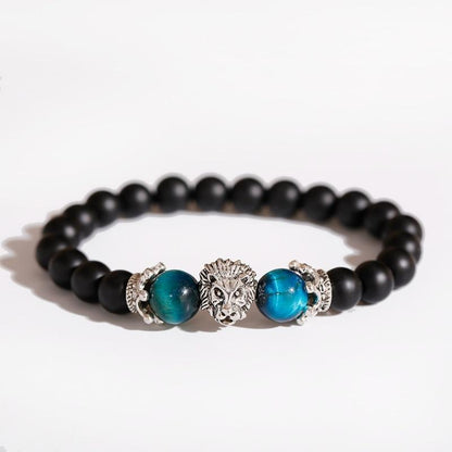 New Classic Crown Lion Elegant Bracelet Luxury For Men Fashion Tiger Eye Onyx Stone Handmade Beaded Charm Modern Bracelet For Women Jewelry
