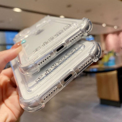 Charming Card Phone Case For iPhone 14 13 12 11 Pro Max 7 8 Plus X XR XS Max Transparent Wallet Soft Bumper Back Cover Funny Couple Transparent Soft iphone Cover