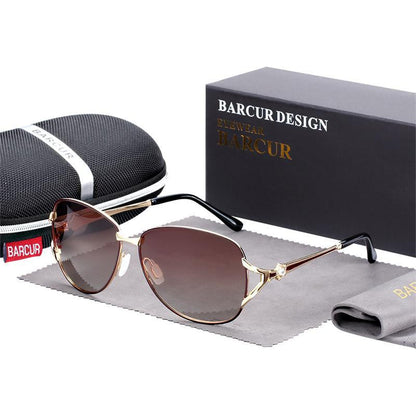 Elegant Women Gradient Luxury Polarized Sunglasses Luxury Round Eyewear With Metal High Quality Frame  lunette de soile
