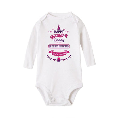 Happy Birthday Daddy Newborn Kids Baby Boys Girls Infant Long Sleeve Jumpsuit ROmper In Modern Designs With Party  Print