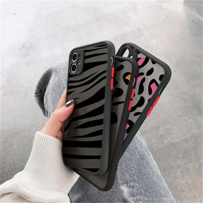 Leopard Print Elegant Pattern Protective Phone Case Translucent Hard Back With Silicone Leopard Pattern Phone Case For Iphone 11 Pro Max 12 13 Mini X Xs Max 7 8 Plus Mobile Phone Protective Case
